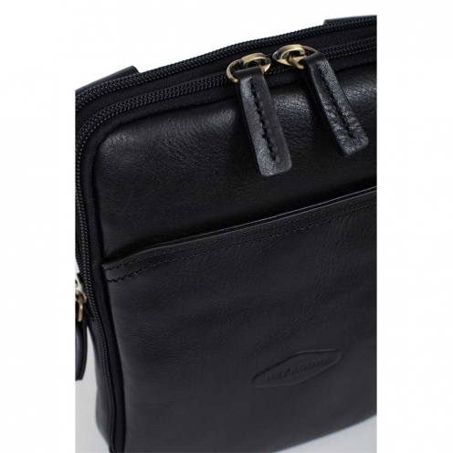 خرید کیف دوشی هگزاگونا مدل استوارت رنگ مشکی چمدان ایران - HEXAGONA STUART Messenger bag Vegetable tanned leather 19201200100 2