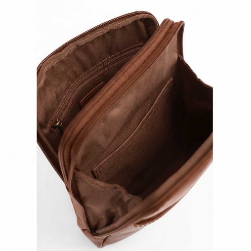 خرید کیف دوشی هگزاگونا مدل استوارت رنگ قهوه ای چمدان ایران - HEXAGONA STUART Messenger bag Vegetable tanned leather 19201202200 2