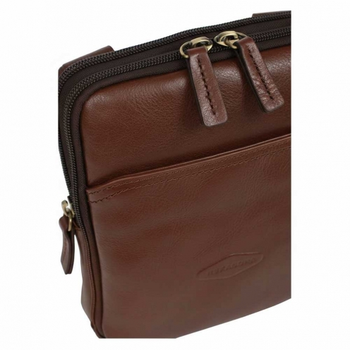 خرید کیف دوشی هگزاگونا مدل استوارت رنگ قهوه ای چمدان ایران - HEXAGONA STUART Messenger bag Vegetable tanned leather 19201202200 3
