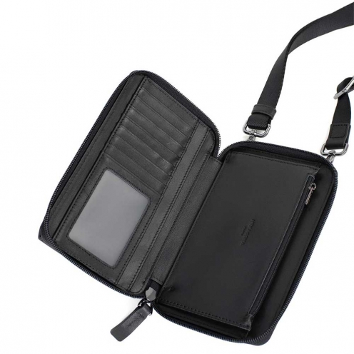 خرید کیف دوشی هگزاگونا مدل سافت استودیو رنگ مشکی چمدان ایران - HEXAGONA Cellphone pouch with wallet Soft leather 2283660100 2