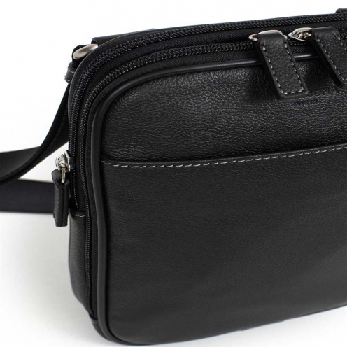 خرید کیف دوشی هگزاگونا مدل کانفورت رنگ مشکی چمدان ایران - HEXAGONA Messenger bag grain leather 4693800100 2