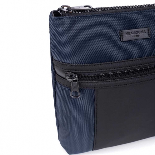 خرید کیف دوشی هگزاگونا مدل هوریزون رنگ سرمه ای چمدان ایران - HEXAGONA Messenger bag Nylon with split leather HORIZON 7662813700 chamedaniran 2