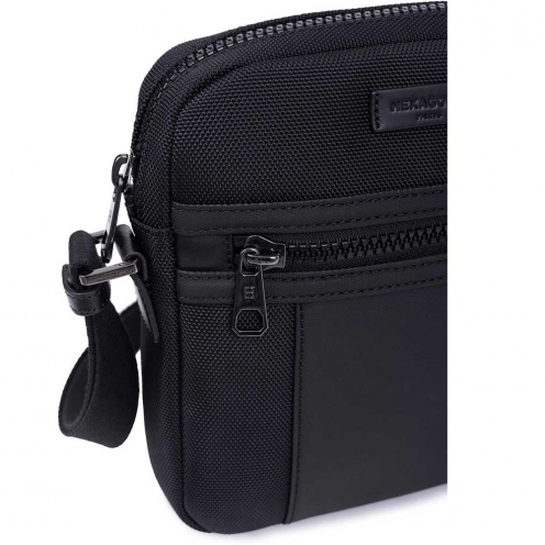 خرید کیف دوشی هگزاگونا مدل هوریزون رنگ مشکی چمدان ایران - HEXAGONA Messenger bag Nylon with split leather HORIZON 7663180100 chamedaniran 2