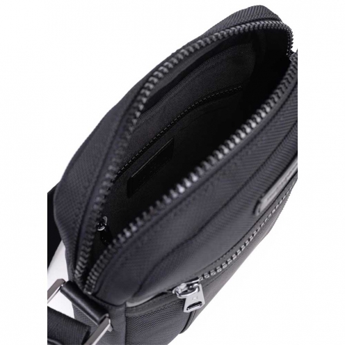 خرید کیف دوشی هگزاگونا مدل هوریزون رنگ مشکی چمدان ایران - HEXAGONA Messenger bag Nylon with split leather HORIZON 7663180100 chamedaniran 3