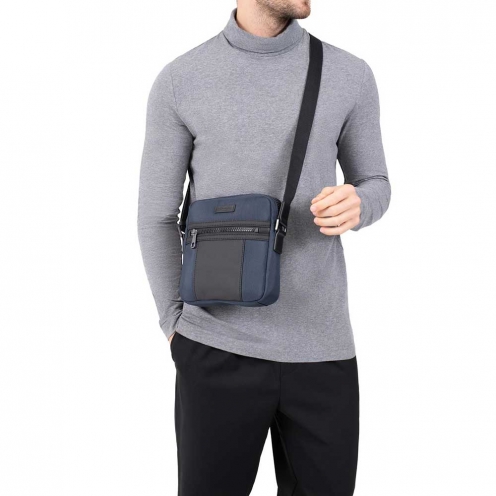 خرید کیف دوشی هگزاگونا مدل هوریزون رنگ مشکی چمدان ایران - HEXAGONA Messenger bag Nylon with split leather HORIZON 7663180100 chamedaniran 4