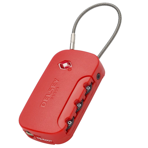 قفل TSA رمزی کابلی دلسی رنگ قرمز - delsey paris LOCKS 00394022004