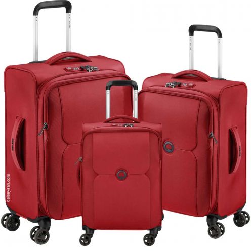 خرید ست کامل چمدان دلسی مدل مرکور چهار چرخ سایز کوچک ، متوسط و بزرگ رنگ قرمز دلسی ایران – delseyiran MERCURE 00324798514 DELSEY PARIS 