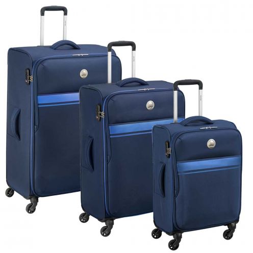 خرید و قیمت سری کامل چمدان دلسی مدل اوجدا سایز بزرگ ، متوسط و کابین رنگ آبی دلسی ایران - DELSEY PARIS OUJDA delseyiran 00388798502