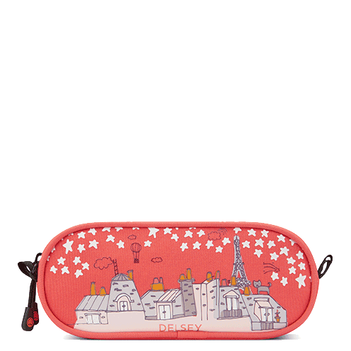 خرید جامدادی مدرسه ای کودک 2 تبله دلسی پاریس رنگ مرجانی دلسی ایران - DELSEY PARIS  PENCIL CASE 00339117319 delseyiran