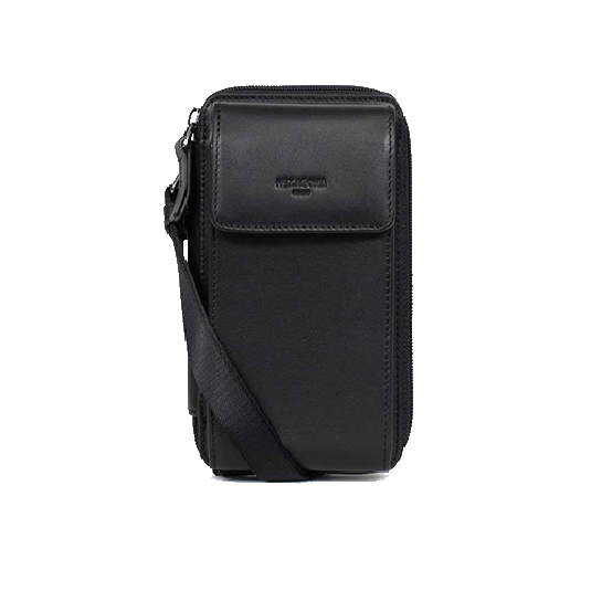 خرید کیف دوشی هگزاگونا مدل سافت استودیو رنگ مشکی چمدان ایران - HEXAGONA Cellphone pouch with wallet Soft leather 2283660100
