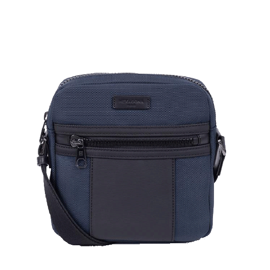 خرید کیف دوشی هگزاگونا مدل هوریزون رنگ آبی چمدان ایران - HEXAGONA Messenger bag Nylon with split leather HORIZON 7663183700 chamedaniran