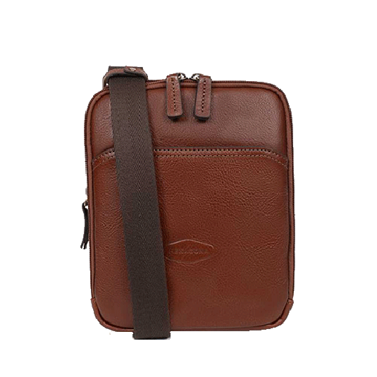 خرید کیف دوشی هگزاگونا مدل استوارت رنگ قهوه ای چمدان ایران - HEXAGONA STUART Messenger bag Vegetable tanned leather 19201202200