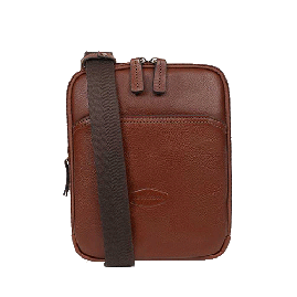 خرید کیف دوشی هگزاگونا مدل استوارت رنگ قهوه ای چمدان ایران - HEXAGONA STUART Messenger bag Vegetable tanned leather 19201202200